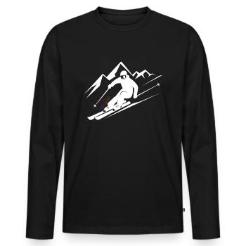 Skieurs Ski Hiver Vacances d’hiver Sports d’hiver - T-shirt manches longues Premium bio Homme - noir - Devant - Nico (187cm)