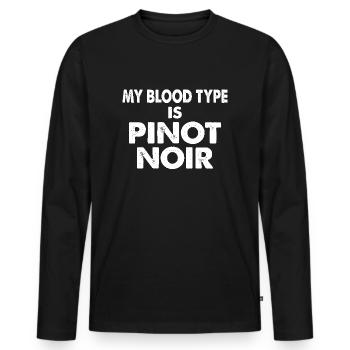 My Blood Type is Pinot Noir Rotwein Spruch - Männer Premium Bio Langarmshirt - Schwarz - Vorne - Nico (187cm)