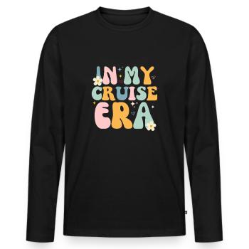 In meiner Kreuzfahrt-Ära / Urlaub für Hochsee- und Schiffsliebhaber - Männer Premium Bio Langarmshirt - Schwarz - Vorne - Nico (187cm)
