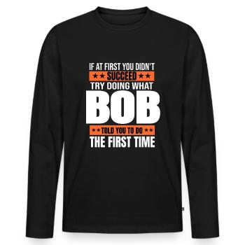 BOB Gift Name Personalized Birthday Christmas Joke - Men's Premium Organic Long Sleeve Shirt - black - Front - Nico (187cm)