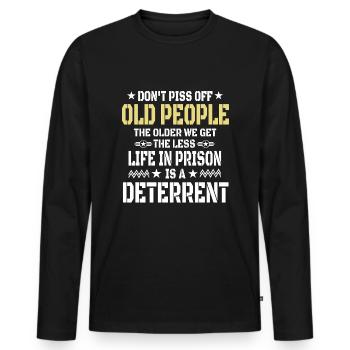 Funny Old People Quote - Men's Premium Organic Long Sleeve Shirt - black - Front - Nico (187cm)