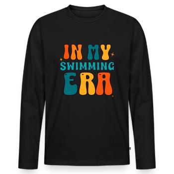 À mon époque de natation - nageur nageur piscine - T-shirt manches longues Premium bio Homme - noir - Devant - Nico (187cm)