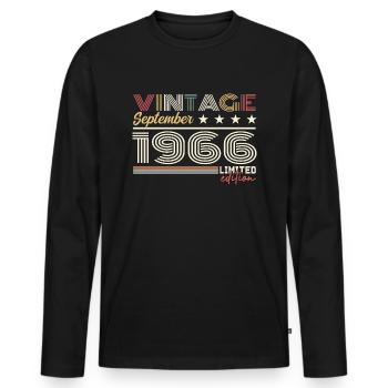 Jahrgang September 1966 September 1966 September - Männer Premium Bio Langarmshirt - Schwarz - Vorne - Nico (187cm)