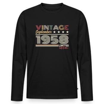 Jahrgang September 1958 September 1958 September - Männer Premium Bio Langarmshirt - Schwarz - Vorne - Nico (187cm)