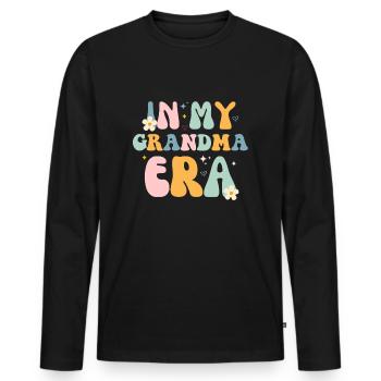 In My Grandma Era – Retro Vibes & Cozy Love - Men's Premium Organic Long Sleeve Shirt - black - Front - Nico (187cm)
