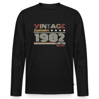 Vintage Septembre 1982 Septembre 1982 September - Men's Premium Organic Long Sleeve Shirt - black - Front - Nico (187cm)