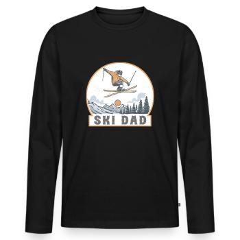 Ski Dad, Citation amusante sur le ski - T-shirt manches longues Premium bio Homme - noir - Devant - Nico (187cm)