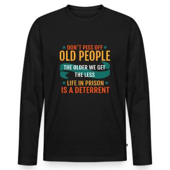 Funny Old People Quote - Men's Premium Organic Long Sleeve Shirt - black - Front - Nico (187cm)