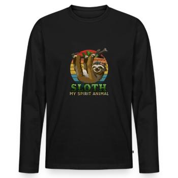 Sloth Vibes – Mon Animal Rétro Drôle Paresseux - T-shirt manches longues Premium bio Homme - noir - Devant - Nico (187cm)