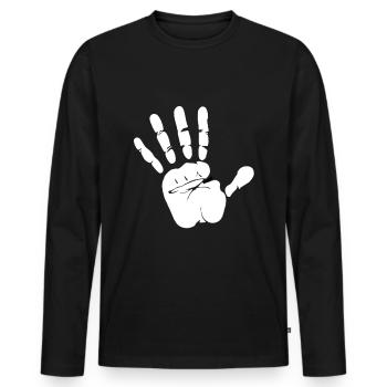 High-Five - Männer Premium Bio Langarmshirt - Schwarz - Vorne - Nico (187cm)