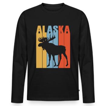 Alaska Moose Travel Vacation Travelers Hiking Gift - Men's Premium Organic Long Sleeve Shirt - black - Front - Nico (187cm)