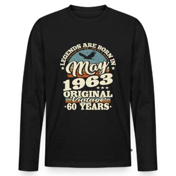 Legends are born in may 1963 - 60 years old - Men's Premium Organic Long Sleeve Shirt - black - Front - Nico (187cm)