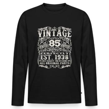 born in 1938 - 85 years old - Men's Premium Organic Long Sleeve Shirt - black - Front - Nico (187cm)
