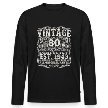 1943 geboren - 80 Jahre alt - Männer Premium Bio Langarmshirt - Schwarz - Vorne - Nico (187cm)