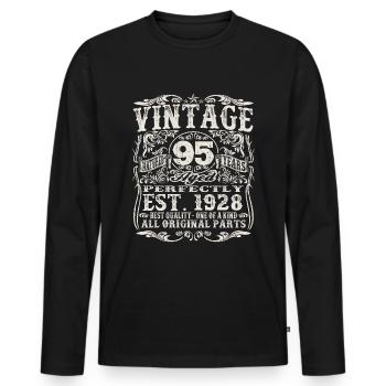 né en 1928 - 95 ans - T-shirt manches longues Premium bio Homme - noir - Devant - Nico (187cm)