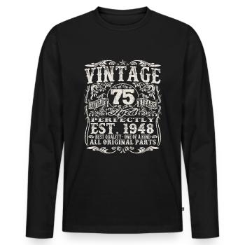 né en 1948 - 75 ans - T-shirt manches longues Premium bio Homme - noir - Devant - Nico (187cm)