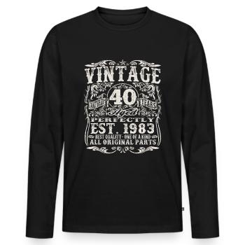 born in 1983 - 40 years old - Men's Premium Organic Long Sleeve Shirt - black - Front - Nico (187cm)