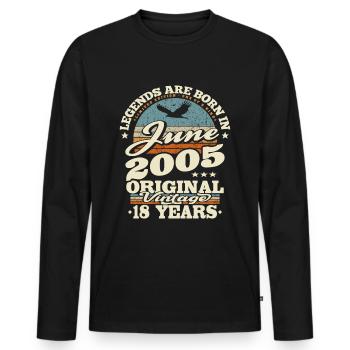 Born in Juni 2005 - 18 years old - Men's Premium Organic Long Sleeve Shirt - black - Front - Nico (187cm)