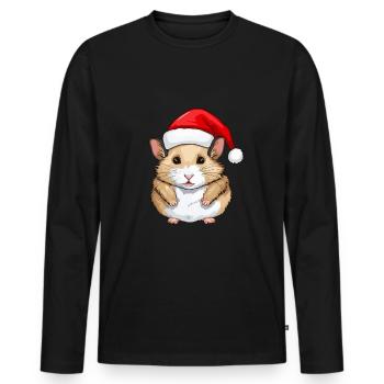 Hamster Christmas Animal Head - Men's Premium Organic Long Sleeve Shirt - black - Front - Nico (187cm)