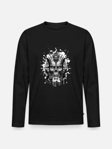 Pharao Totenkopf Skelett - Männer Premium Bio Langarmshirt - Schwarz
