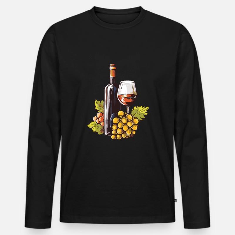 Weinglas WeinTrauben Wein - Männer Premium Bio Langarmshirt - Schwarz