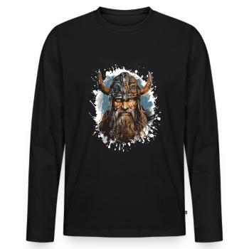 Wikinger Kopf Valhalla Krieger Pop Art - Männer Premium Bio Langarmshirt - Schwarz - Vorne - Nico (187cm)