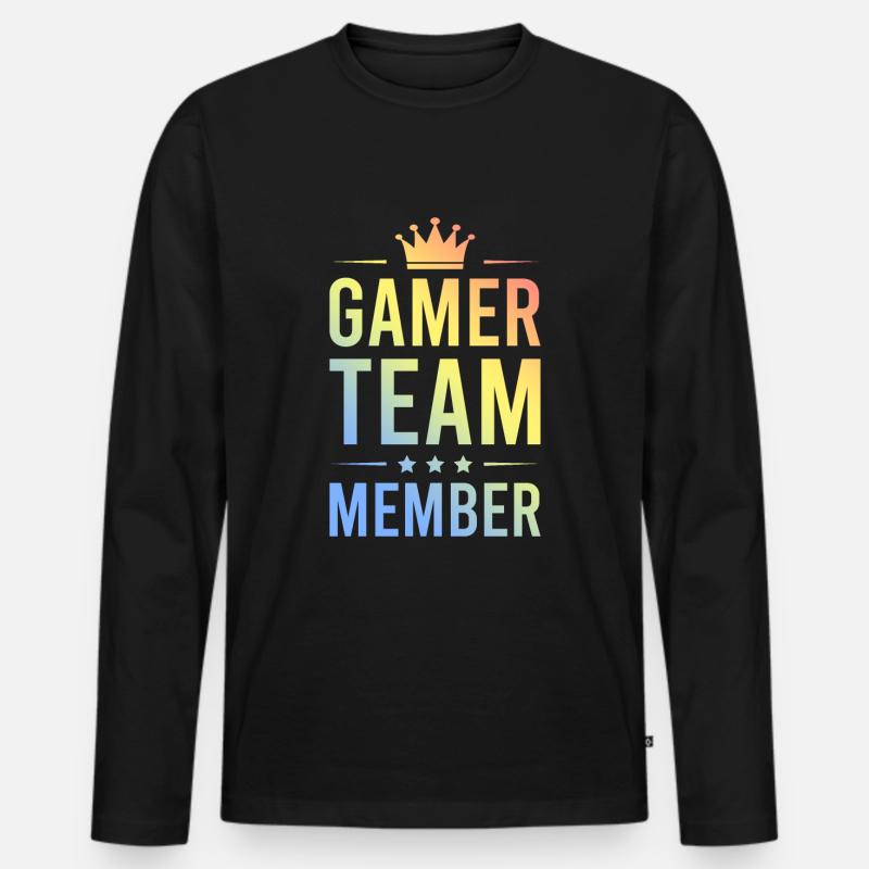 Gamer Team Bunt - Männer Premium Bio Langarmshirt - Schwarz