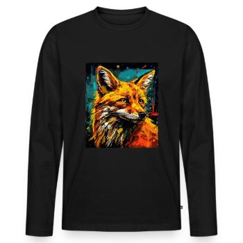 Portrait de renard - T-shirt manches longues Premium bio Homme - noir - Devant - Nico (187cm)