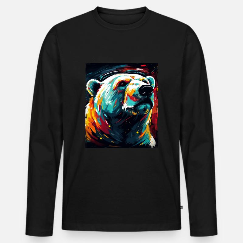 Eisbär Portrait Polar bär - Männer Premium Bio Langarmshirt - Schwarz