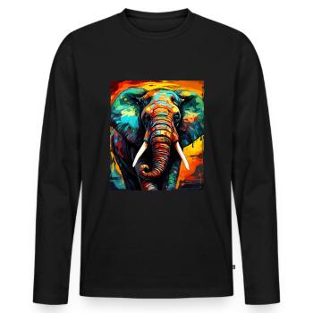 Portrait d’éléphant - T-shirt manches longues Premium bio Homme - noir - Devant - Nico (187cm)