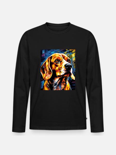 Beagle Dog Portrait - Men's Premium Organic Long Sleeve Shirt - black