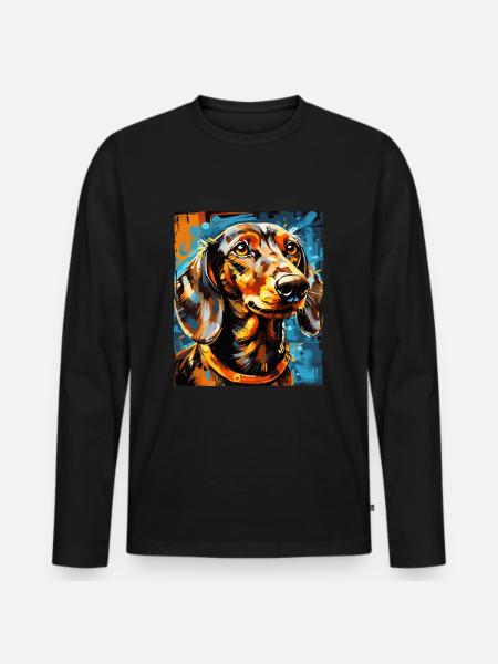 Dachshund Dog Portrait Dachshund - Men's Premium Organic Long Sleeve Shirt - black