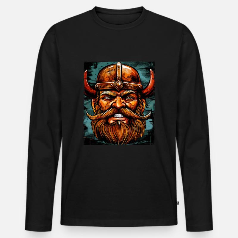 Wikinger Krieger Valhalla Odin - Männer Premium Bio Langarmshirt - Schwarz