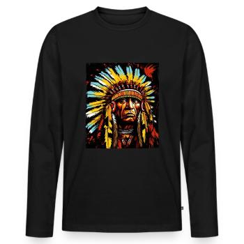 Apache Indian Chief - Men's Premium Organic Long Sleeve Shirt - black - Front - Nico (187cm)