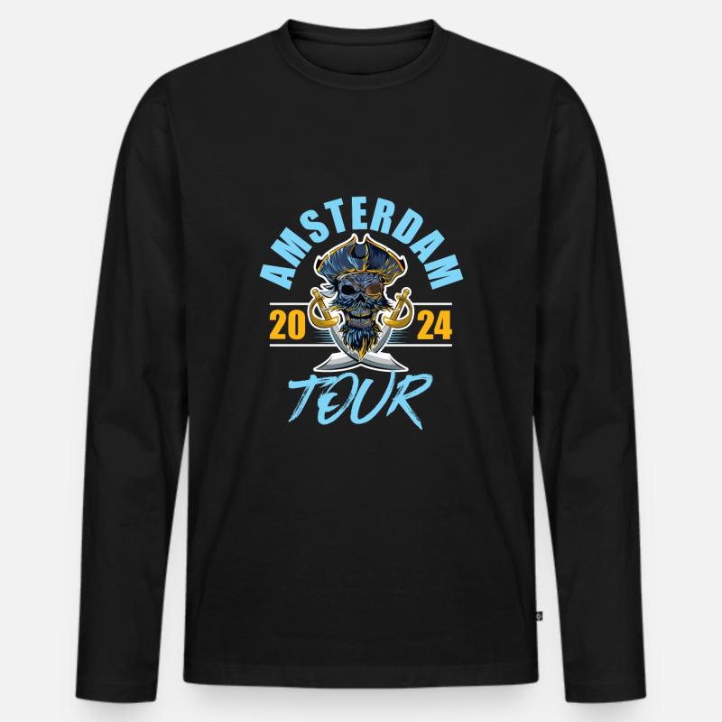 Amsterdam 2024 Skelett - Männer Premium Bio Langarmshirt - Schwarz