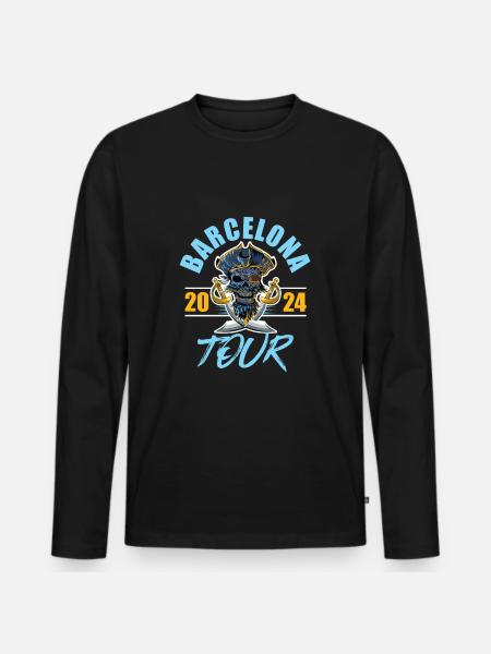 Barcelone 2024 Skeleton - T-shirt manches longues Premium bio Homme - noir