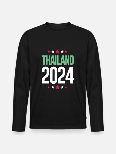 Thailand 2024 Urlaub - Männer Premium Bio Langarmshirt - Schwarz