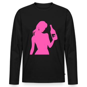 Femme Fête Silhouette Boisson - T-shirt manches longues Premium bio Homme - noir - Devant - Nico (187cm)