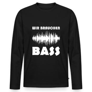 wir brauchen bass - Männer Premium Bio Langarmshirt - Schwarz - Vorne - Nico (187cm)