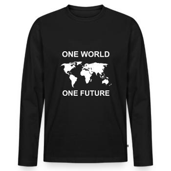 fridays for future one world one future - Men's Premium Organic Long Sleeve Shirt - black - Front - Nico (187cm)