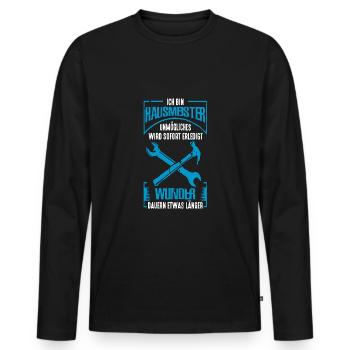 Hausmeister Hausmeister Beruf Hausmeister - Männer Premium Bio Langarmshirt - Schwarz - Vorne - Nico (187cm)
