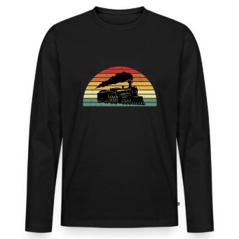 Railroad train locomotive retro gift - Men's Premium Organic Long Sleeve Shirt - black - Front - Nico (187cm)