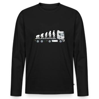 Truck Driver Trucker Evolution Gift - Men's Premium Organic Long Sleeve Shirt - black - Front - Nico (187cm)
