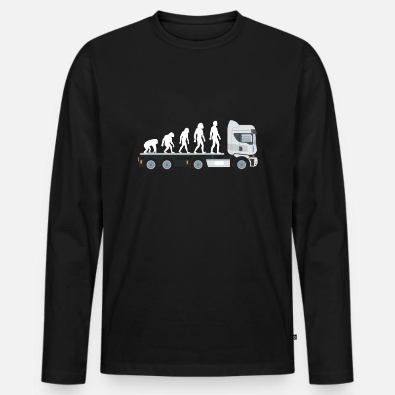 LKW Fahrer Trucker Evolution Geschenk - Männer Premium Bio Langarmshirt - Schwarz
