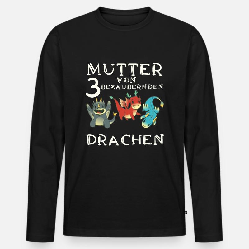 Frau Mutter Drachen - Männer Premium Bio Langarmshirt - Schwarz