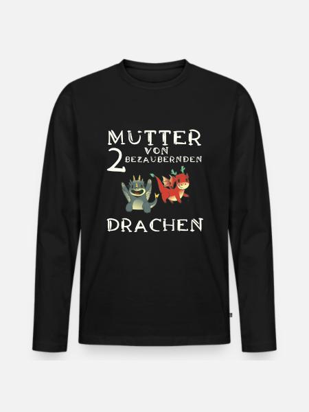 Frau Mutter Drachen - Männer Premium Bio Langarmshirt - Schwarz