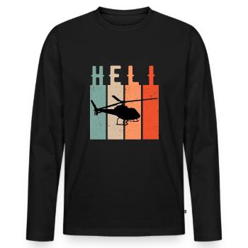 Cadeau vintage rétro hélicoptère - T-shirt manches longues Premium bio Homme - noir - Devant - Nico (187cm)