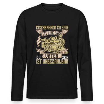 Eisenbahner Papa Eisenbahn Lokführer Geschenk - Männer Premium Bio Langarmshirt - Schwarz - Vorne - Nico (187cm)