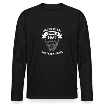 Bart - Männer Premium Bio Langarmshirt - Schwarz - Vorne - Nico (187cm)