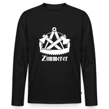 Zimmerer Zunftzeichen Zimmermann Handwerker - Männer Premium Bio Langarmshirt - Schwarz - Vorne - Nico (187cm)